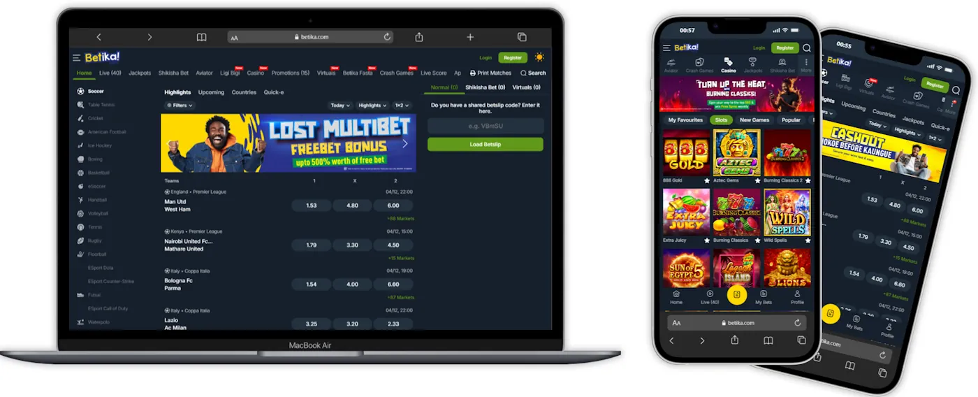 Betika Kenya Desktop and Mobile View Screenshot
